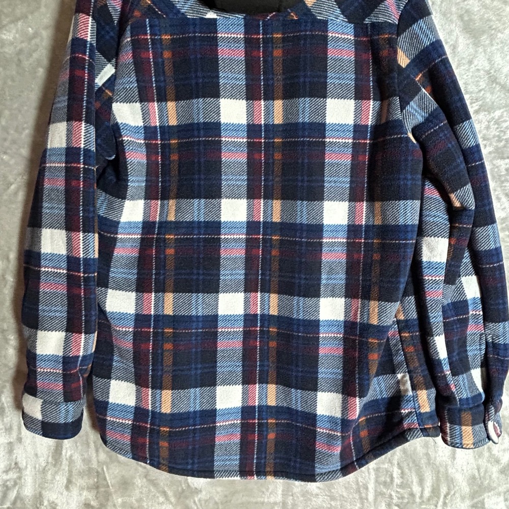 Quiksilver Men Hooded Flannel Shirt Jacket Blue Plaid Sherpa Lined Small Shacket - Picture 6 of 13